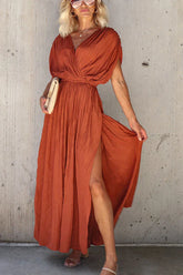 Reina Batwing Slit Vacation Maxi Dress