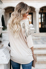 Tee for You Sequin Sleeve Pocket Tee - 2 Colors