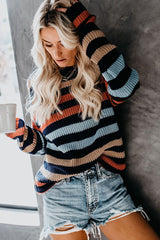 Before Me Rainbow Striped Knit Sweater