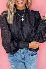 No Secrets Black Tie-Back Statement Sleeve Top