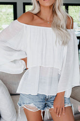 Love Lights White Off Shoulder Ruffled Top