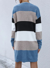STYLISH TURTLENECK COLOR MATCHING SWEATER DRESS