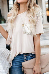 Tee for You Sequin Sleeve Pocket Tee - 2 Colors
