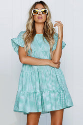 Tartan Layered Ruffle Sleeve Baby Dress - 3 Colors