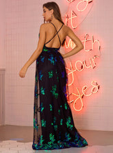 SEXY RETRO BACKLESS GREEN SEQUINED DRESS