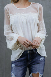 Picture This Tulle&Lace Long Sleeve Top - 5 Colors
