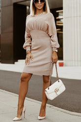 Mariah Knit Dolman Sleeves Ribbed Midi Dress