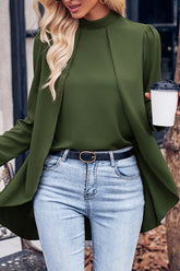 Round Neck Long Sleeve Fake Two Piece Shirt