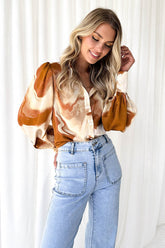 Help You Out Print Collared Long Sleeve Top - 3 Colors