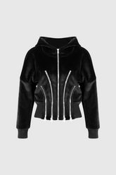 Ailpein Zipper Hooded Long Sleeve Top