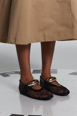 Aria Hollow Buckle Fishnet Flats
