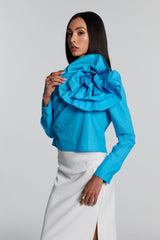 Ashlyn Flower One Shoulder Ruch Shirt