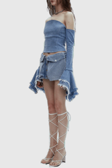 Ava Denim Off Shoulder Bodycon Top