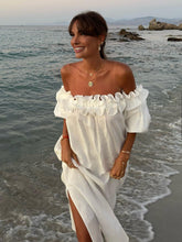 Paradise Lettuce Trim Cold Shoulder Backless Midi Dress