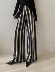 Pinstripe Sweater Straight Pants