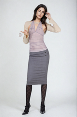 Dakota Halter Neck Backless Ruch Top In Slight Purple