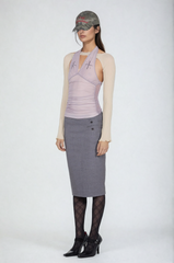 Dakota Halter Neck Backless Ruch Top In Slight Purple