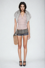 Dakota Halter Neck Backless Ruch Top In Slight Purple