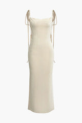 Draped Crisscross Backless Maxi Dress