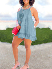 Frilled Cami Denim Dress--Clearance