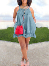 Frilled Cami Denim Dress--Clearance