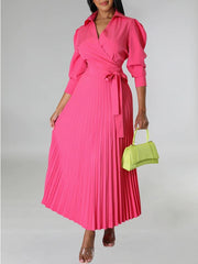 Indiebeautie Solid Pleated Shirt Dress