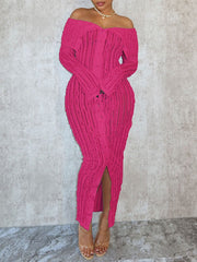 Off-Shoulder Button-Front Ruched Dress--Clearance