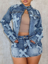 Indiebeautie Cross Denim Jacket & Skirt Set