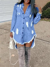 Indiebeautie Distressed Denim Shirt Dress