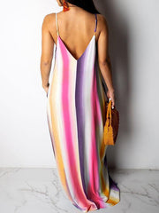 Stripe V-Neck Cami Dress--Clearance