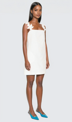 Kira Flower Strapless Mini Dress In White