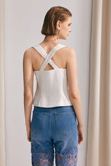 Kornelia Cross Bodycon Sleeveless Top