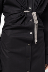 Macie Lapel Bow Mini Dress In Black