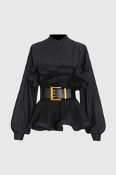 Mazie Buckle Ruffle Ruch Shirt
