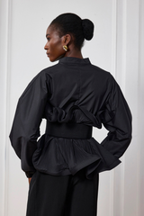 Mazie Buckle Ruffle Ruch Shirt