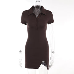 Polo Button Drop Shoulder Dress