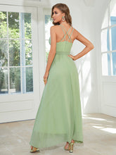 Sage Green Chiffon Slit Maxi Party Dress