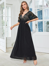 Black V Neck Chiffon Formal Party Dress