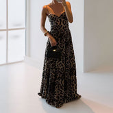 Elegant Leopard Print Suspender Dress