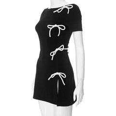 Bow Side Slit Mini Dress