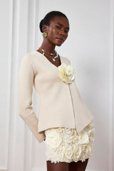 Sarahi Knit Flower Plunge Top