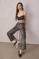 Shivansh Lace Leopard Spaghetti Top