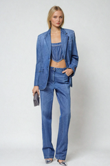 Taylor Corset Spaghetti Denim Top