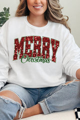 Beige MERRY Christmas Graphic Crewneck Pullover Sweatshirt