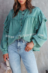 Balloon Sleeve Oversized Denim Shirt