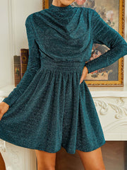 Stand Collar A-Line Pleated CutOut Homecoming Dress RH30593