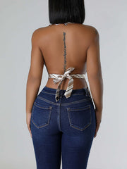 Printed Halter Tied Top--Clearance