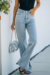 Beverly High Rise Slit Ankle Flare Denim