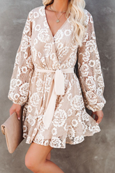 O Neck Floral Trendy Printed Long-sleeved Mini Dress