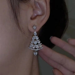 Christmas tree long tassel earrings autumn winter niche earrings